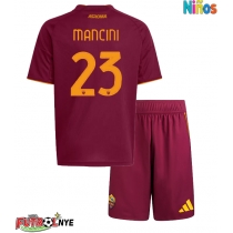 Camiseta AS Roma Gianluca Mancini #23 Primera Equipación para niños 2025-26 manga corta (+ pantalones cortos)